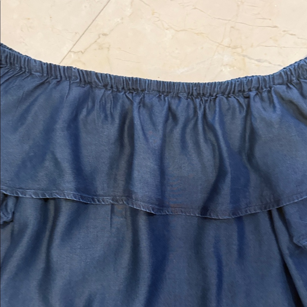 Halston Heritage Navy Ruffle Tube Top - Picture 9 of 11